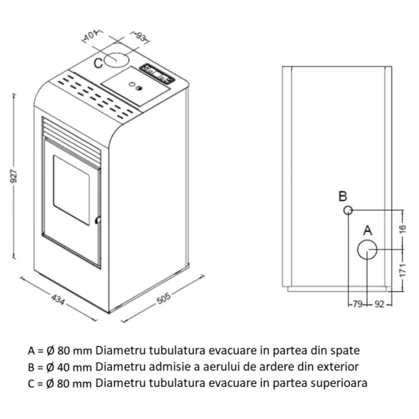 Soba pe peleti  GIADA BLOOD   9,5 Kw      MCZ - Image 3