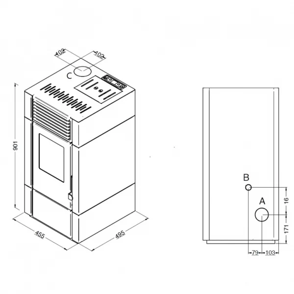 Soba pe peleti  POLY  RUBIN  9,5 Kw     MCZ - Image 2