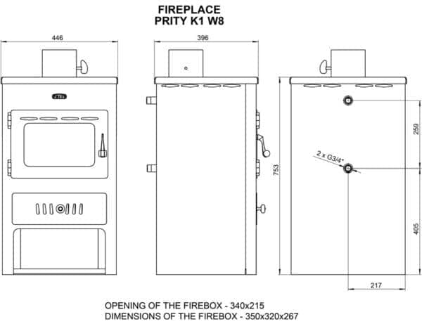 Termosoba  pe lemne  PRITY  K1W8  , 14 Kw - Image 3