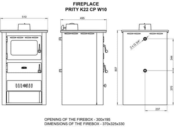 Termosoba  pe lemne  PRITY  K22CPW10  ,  16 Kw - Image 3