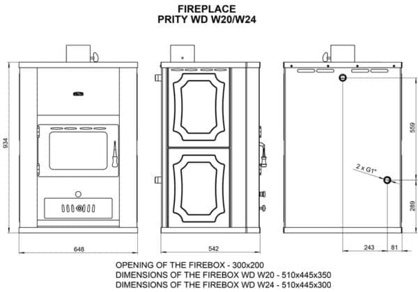 Termosoba pe lemne  PRITY  WDW24   , 30 Kw - Image 3