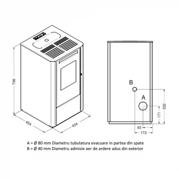 Soba pe peleti  THELMA CARBON  , 9,5 Kw    MCZ - Image 2